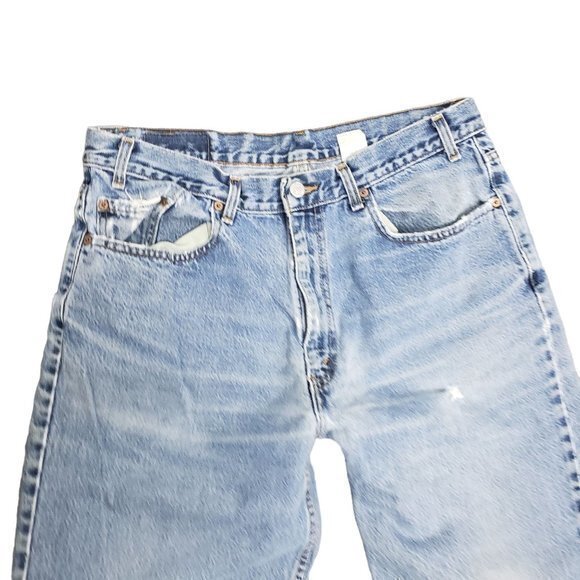 Levi's 550 Men 38 Blue Relaxed Fit Distressed Well Worn Work Jeans Grunge USA - Picture 2 of 8